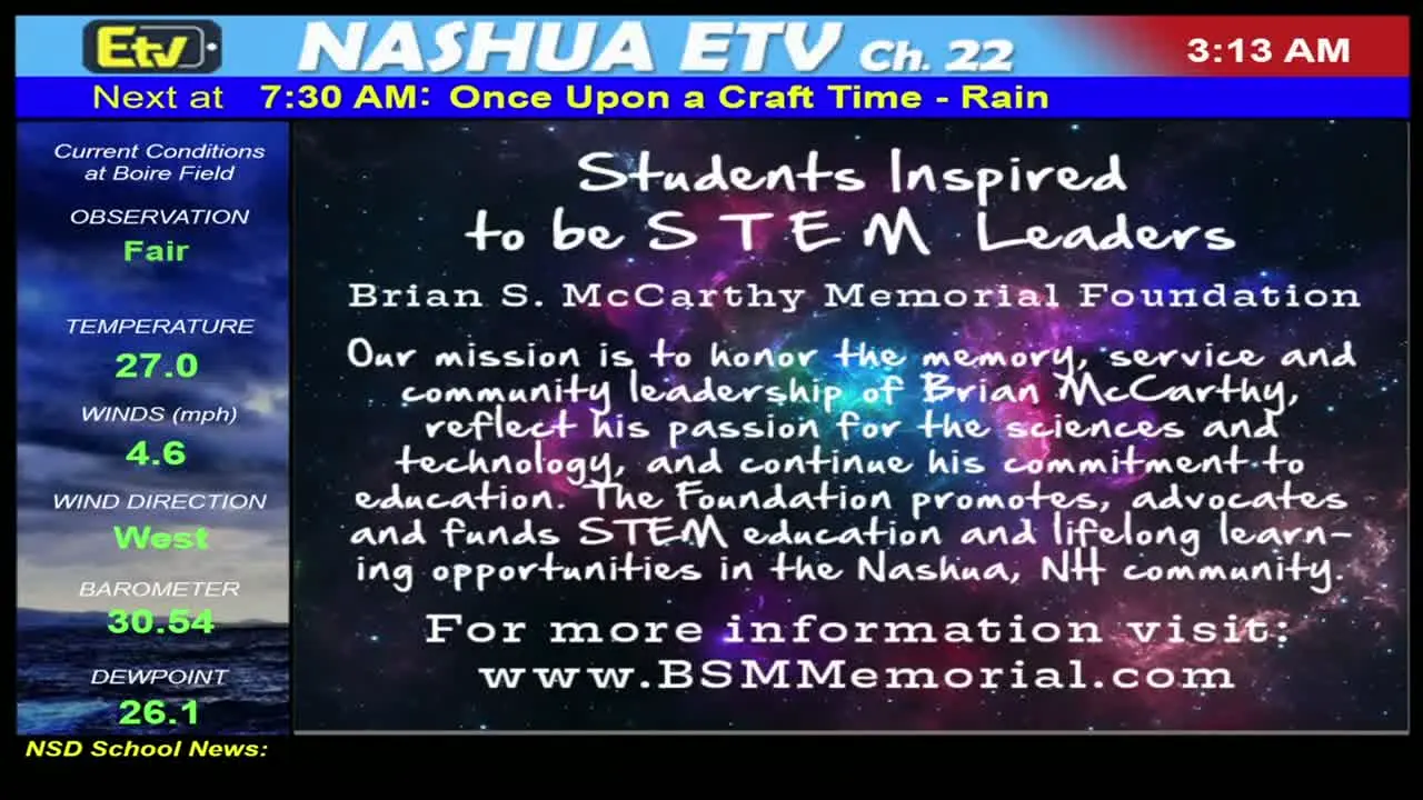 Nashua ETV en direct
