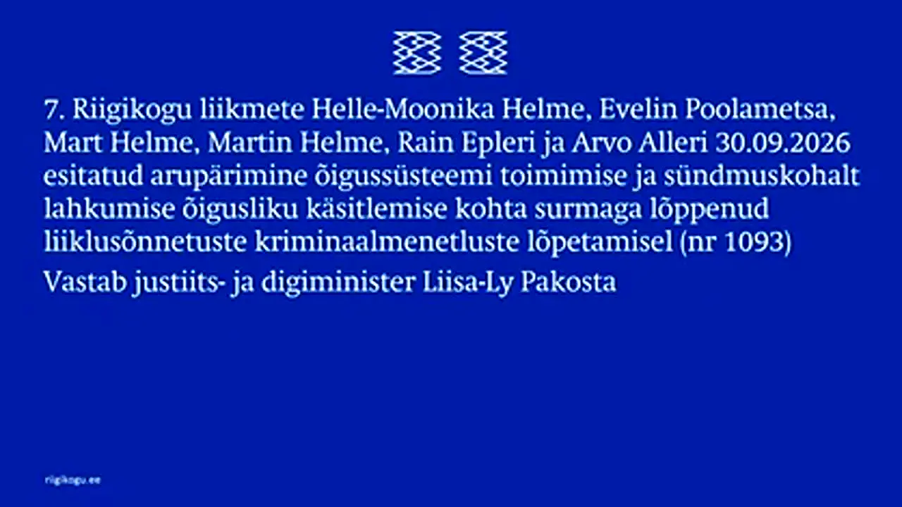 Riigikogu — прямой эфир