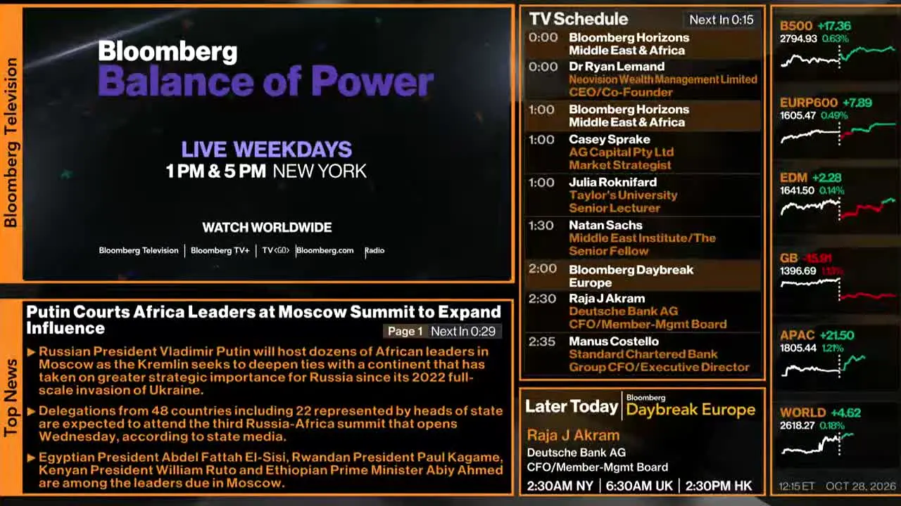 Bloomberg TV+ in diretta